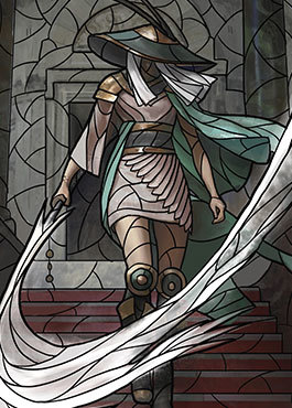 The Wanderer - stained glass - litho