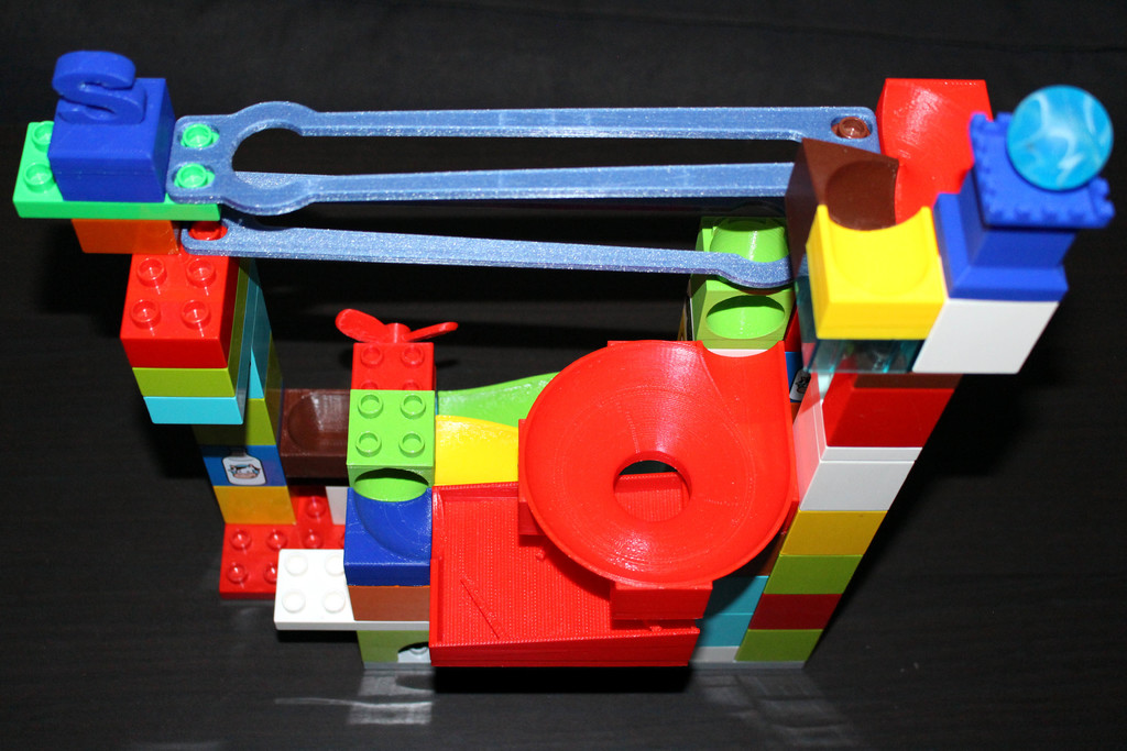 Enlarged simple wedged tracks - Duplo compatible marble run
