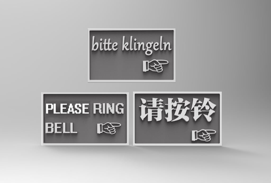 please ring the bell sign- 3 language-house/signature/danger/warning board/table/door