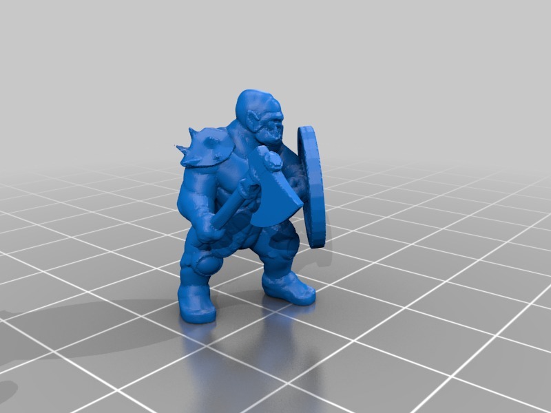 18mm orcs for D&D in dynamic pose with weapon and shield