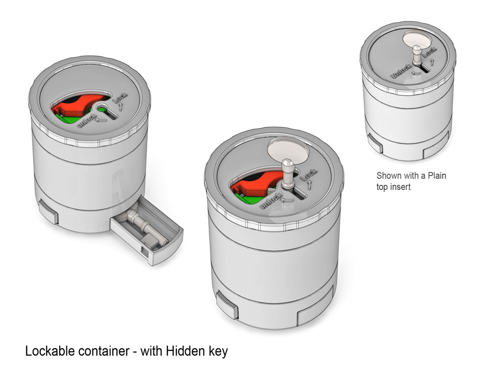 Lockable Container with hidden key