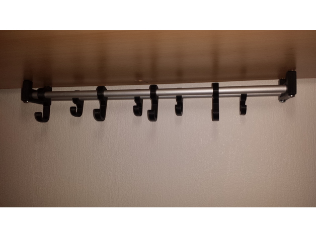 Kitchen topmount hanging-hooks with rail-system