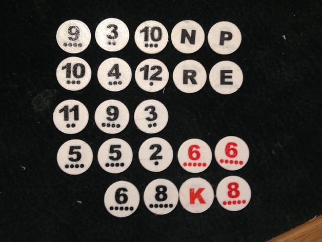 Settlers of Catan Number/Letter tokens, for dual extrusion