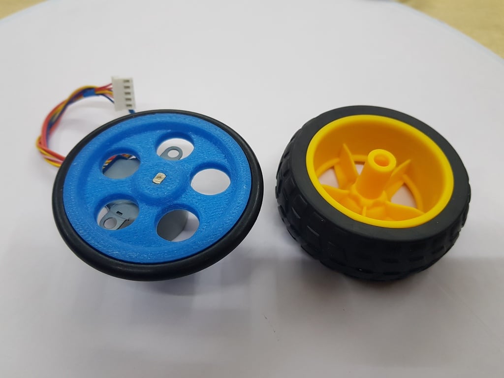 3D printed wheel from an O'ring. Stepper 28BYJ-48 compatible