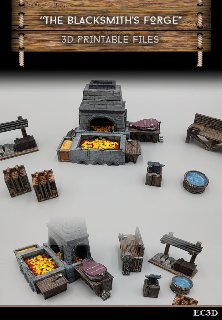 Blacksmith Forge and Workshop - 28mm gaming - Sample items