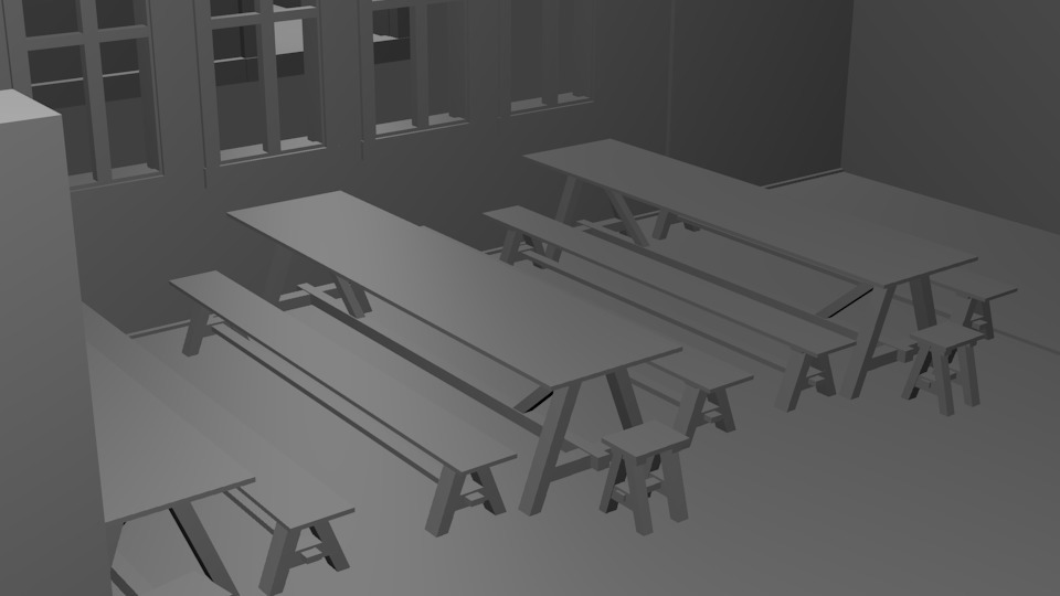 Tavern furniture: table, bench and stooly thing