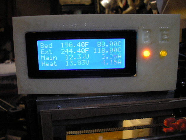 3D Printer Monitor Volts Temperatures Amperes 2 of each  with Arduino code