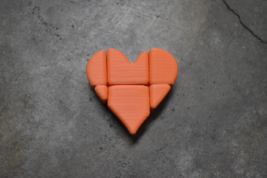 Shapeshifting Heart 1x2x3 Puzzle - Fully 3D Printed