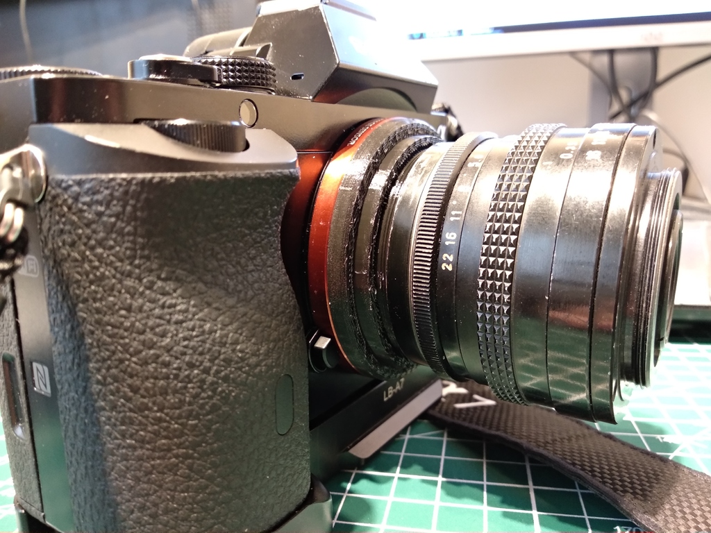 Sony E/FE/NEX to 49mm reversed lens adapter