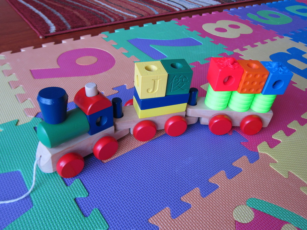 Custom blocks for toy stacking train