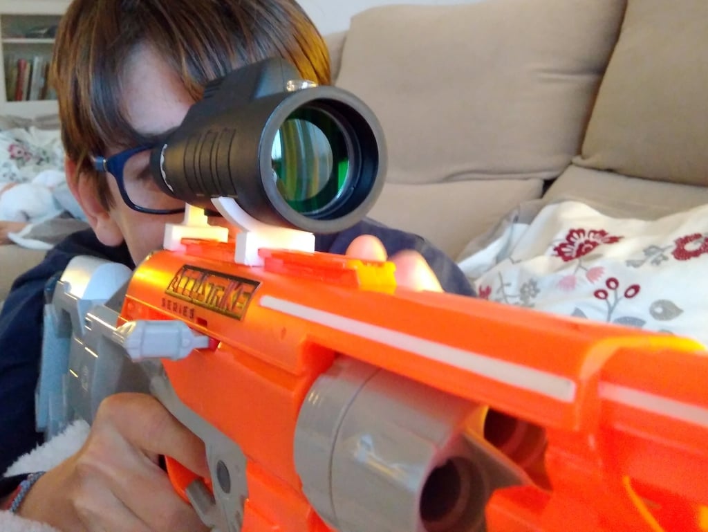 Real scope holder for Nerf guns