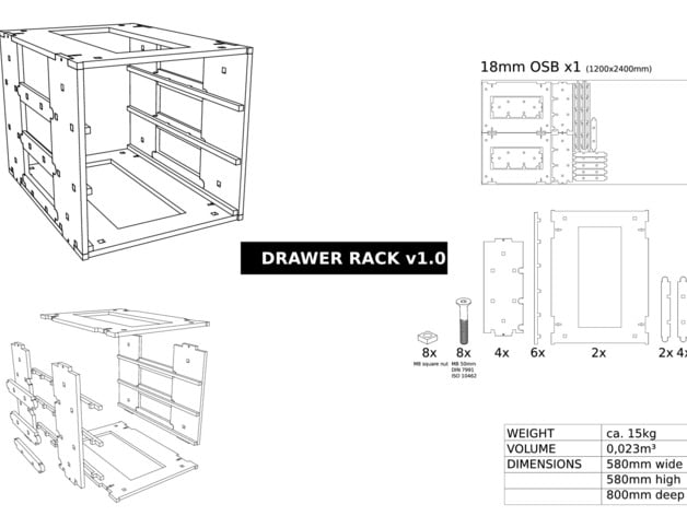 Modular general purpose storage system, for workshop tools and inventory made for CNC