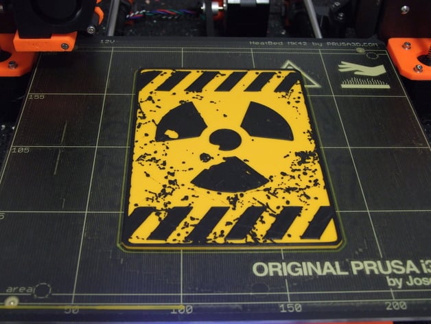 Radioactive sign (2 colors), single extrusion version