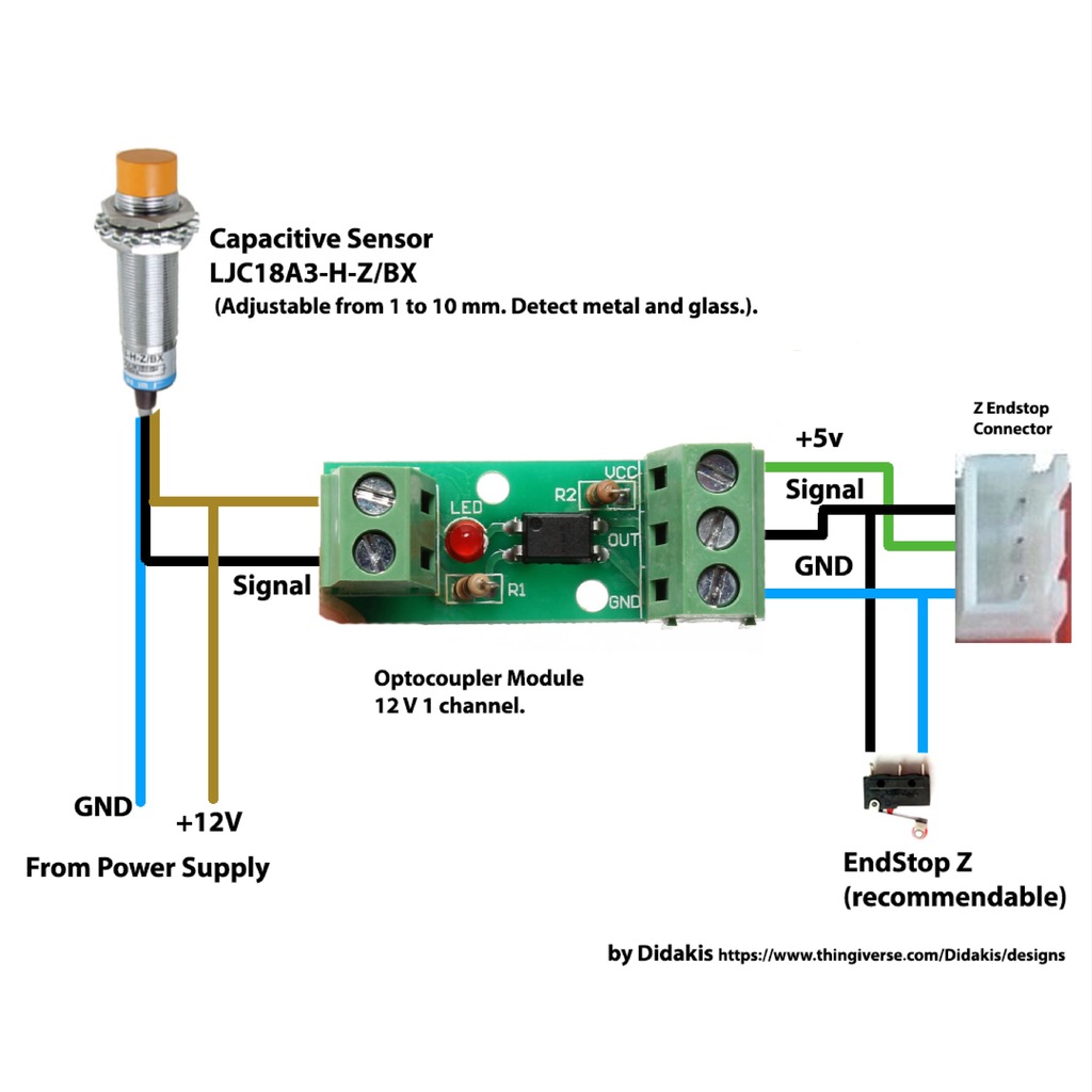 Diagram for capacitive sensor with optocoupler module