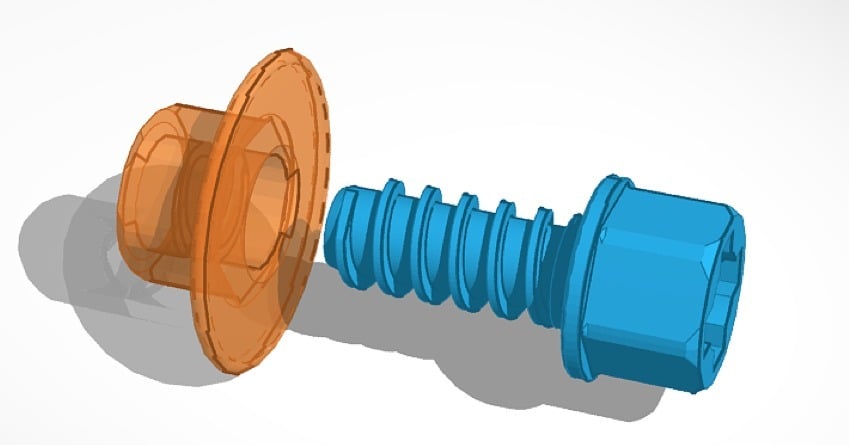 Plastic nut and bolt for Battat take-apart toy