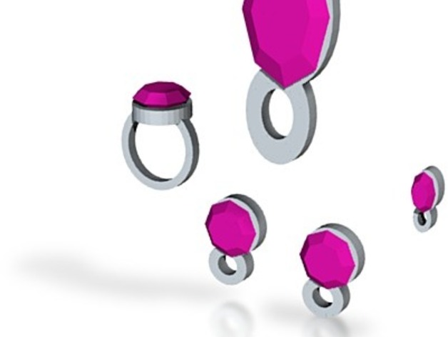 lara pink sapphire full jewelry set has stl, obj, wrl, x3d,