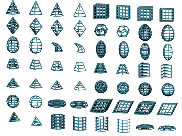 Collection of 17 Wireframe Geometric Shapes
