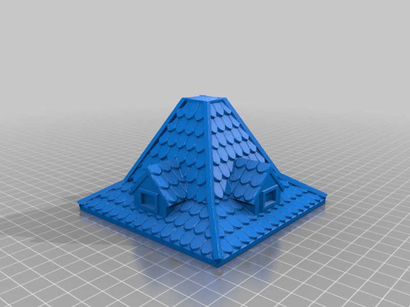 Tall Pyramid Shield Rooftop with Dormers 4" x 4" for 25/28mm Fantasy Buildings