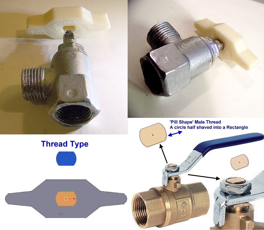 Water Tap Ball Valve Handle Lever Faucet Replacement (For Pill Shape Thread)