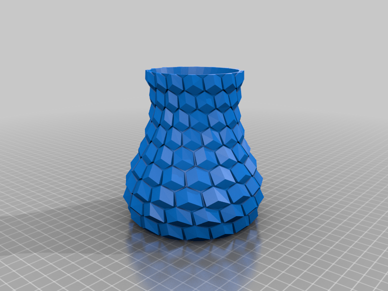 Curved honeycomb vase with smooth inner