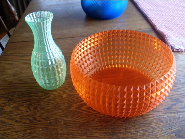 Faceted Bowl and Vase