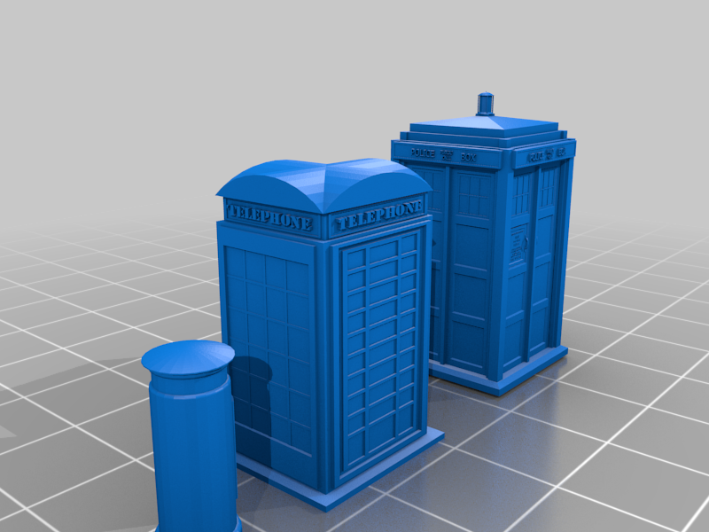 15mm 1935 K2 Telephone Box, Royal Post Box & Type 40 TARDIS