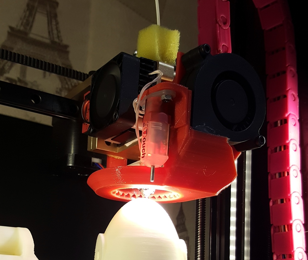 Sunhokey Prusa i4 circular fan duct with BLTouch mount and additional LED lightening
