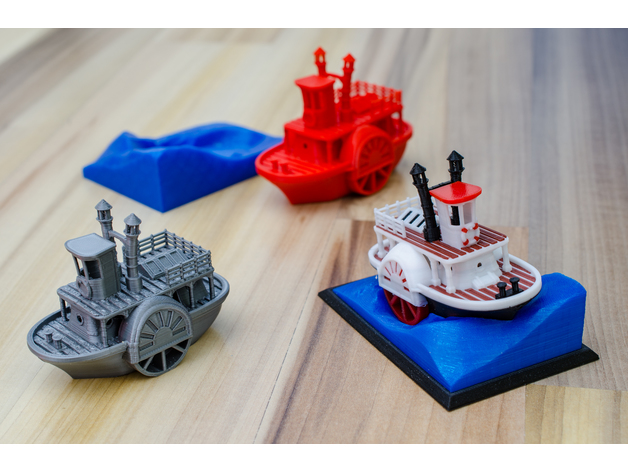 Old Paddlewheel Steam Boat With Display Stand Visual Benchy
