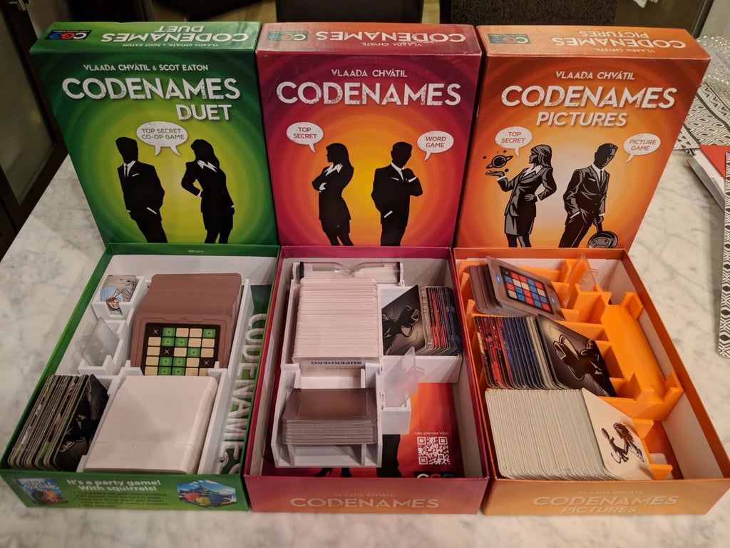 Codenames Board Game Inserts (Including Deep Undercover, Duet and Pictures)