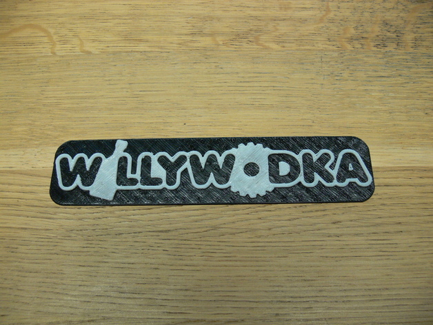 3D logo plates and WillyWodka sign