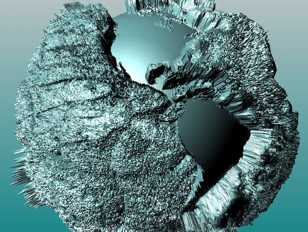 Inverted Seafloor Globe 350x in 130,000 Facets