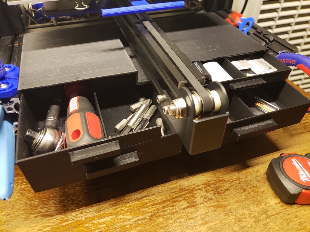 Larger drawer for Ender 3 Double Drawers Left and Right using all in one rear case.