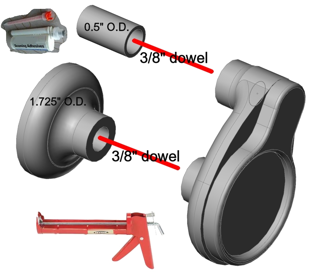 Twin-Tube epoxy/adhesive/fill adapter for standard caulk gun