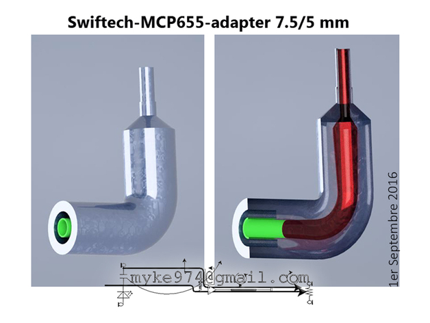 Swiftech MCP655 pump adapter 7.5mm v1