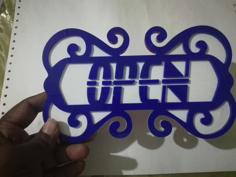 Laser cut open n closed sign