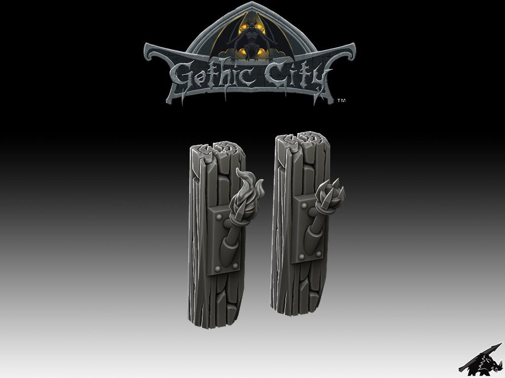 Tilescape Gothic City Torch Posts - Our New KICKSTARTER is Now LIVE!!!!