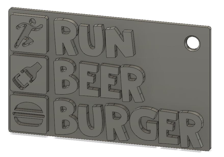 Run Beer Burger keychain