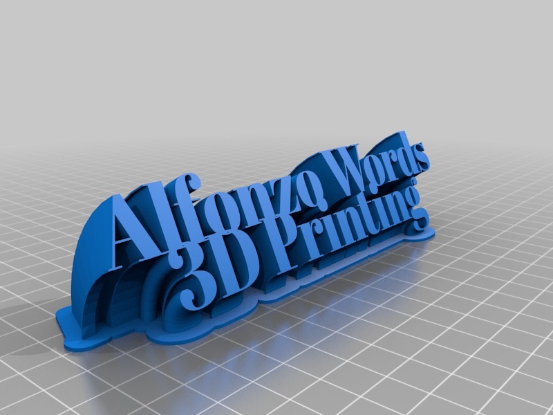 Alfonzo Words 3d Sweeping 2-line name plate