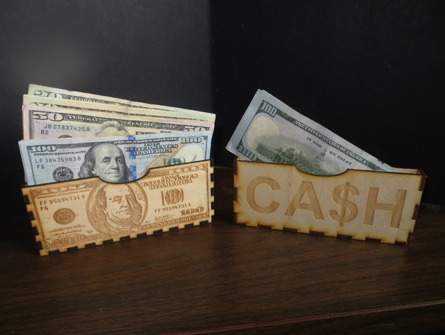 Dollar Bill Holder/Box.  Lasered Wood.  Can hold up to $5000.
