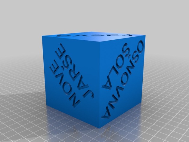 Cube and the inscription on it in several rows