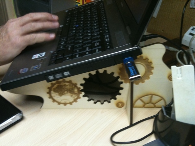 Dom's Laptop Stand with Steampunky / Cog pattern