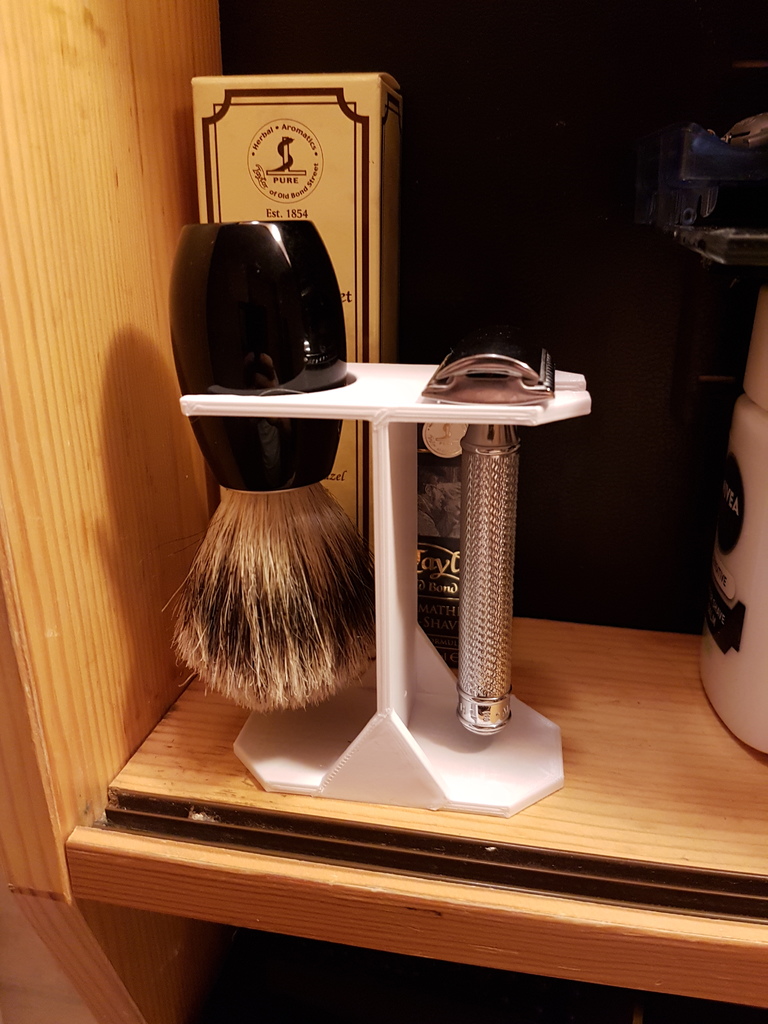 Shaving brush and razor holder
