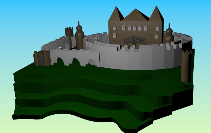 castle on a paddy field