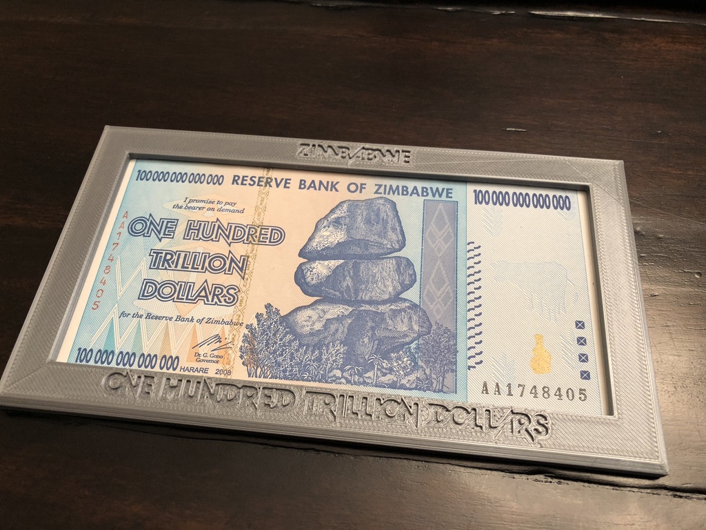 Zimbabwe 100 Trillion Dollar Bill Frame