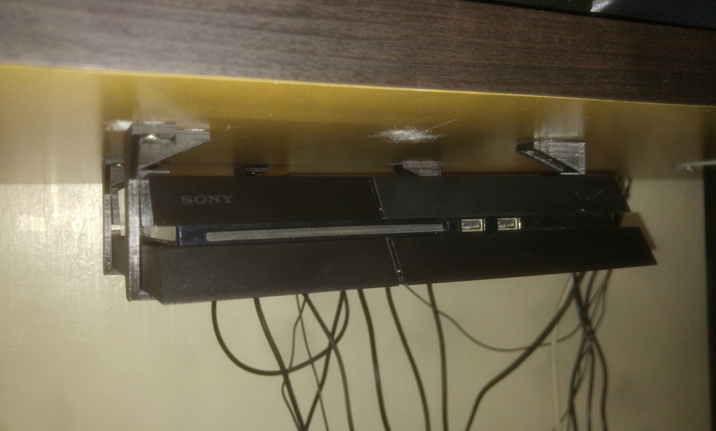 PS4 Under Desk Mount with Screw Holes and Backstop v1.02