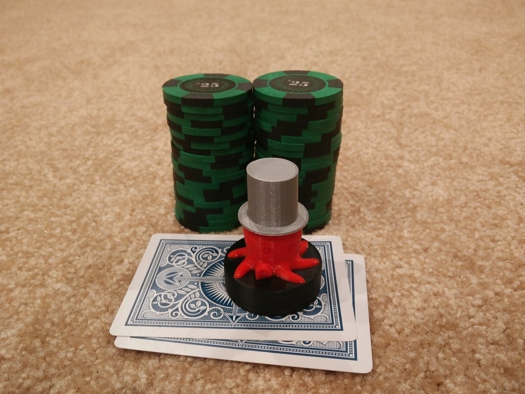 Cute Octopus with Top Hat Poker Card Capper