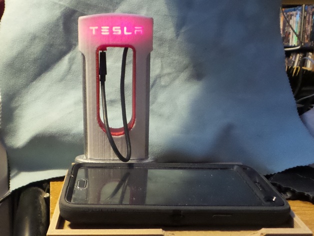 tesla micro usb supercharger for note4 and note7 phones, with lighted sign