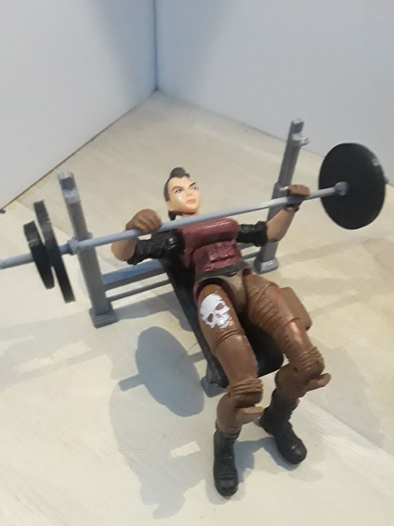 Weight Bench and Weights (1:18 scale)