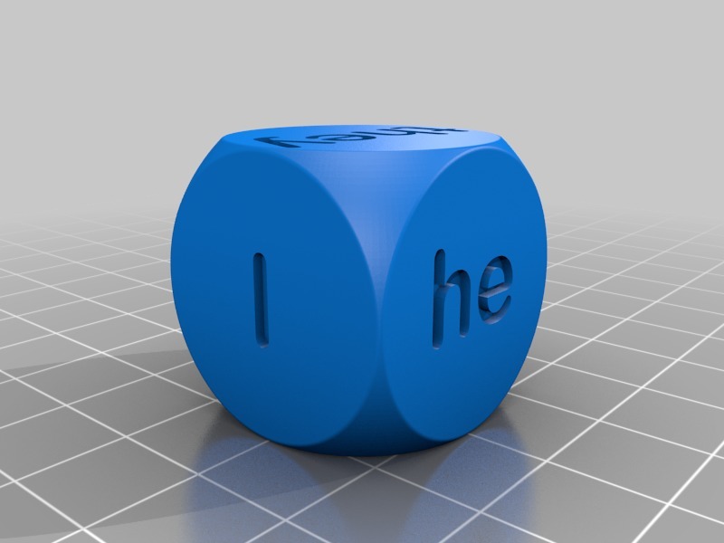 d6 die with English personal pronouns