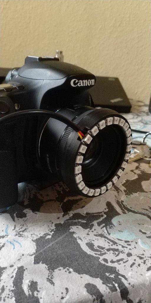 Neopixel LED Ring Mount for Canon EF 50mm 1.8